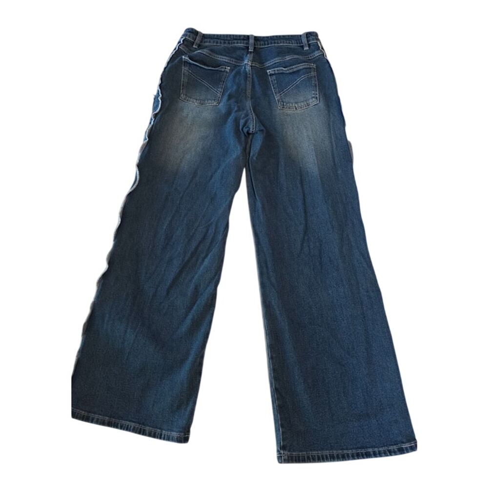 Sasha Therese Women's Baggy Slouchy Wide-Leg Cairo Jeans Large 8 Cutouts Low - Picture 3 of 11